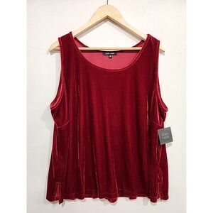 John‎ Mark NWT Blouse Womens 2X Red, Sleeveless Velvety Top, Soft Stretchy